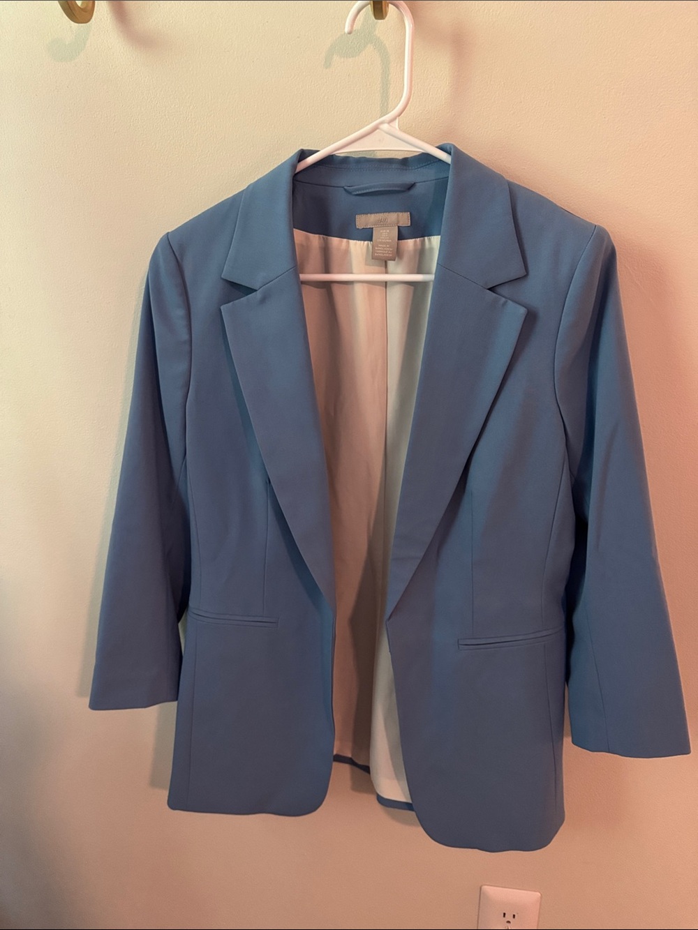 H&M Light Blue Women's Blazer - Open Front Notch Lapel
